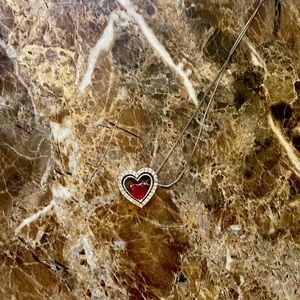 Kay jewelers ruby and white sapphire heart necklace, only worn a few times